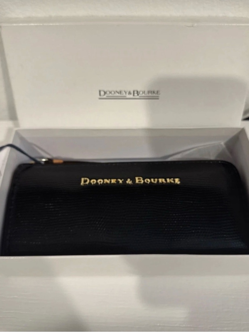 Dooney & Bourke Black Lizard Wallet with Gold Logo